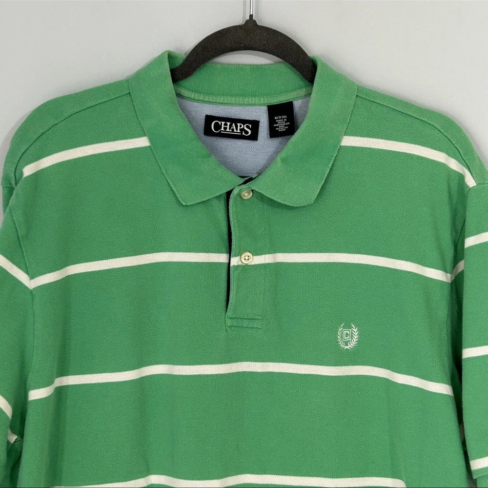 EUC look new Men’s medium Chaps Men's Polo Shirt in Green and White Stripes
